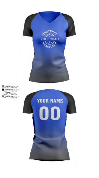 Womens Short Sleeve Vneck Shirt, Carteret Ramblers Volleyball, Women's Volleyball, Teamtime, Team time, sublimation, custom sports apparel, team uniforms, spirit wear, spiritwear, sports uniforms, custom shirts, team store, custom team store, fundraiser sports, apparel fundraiser