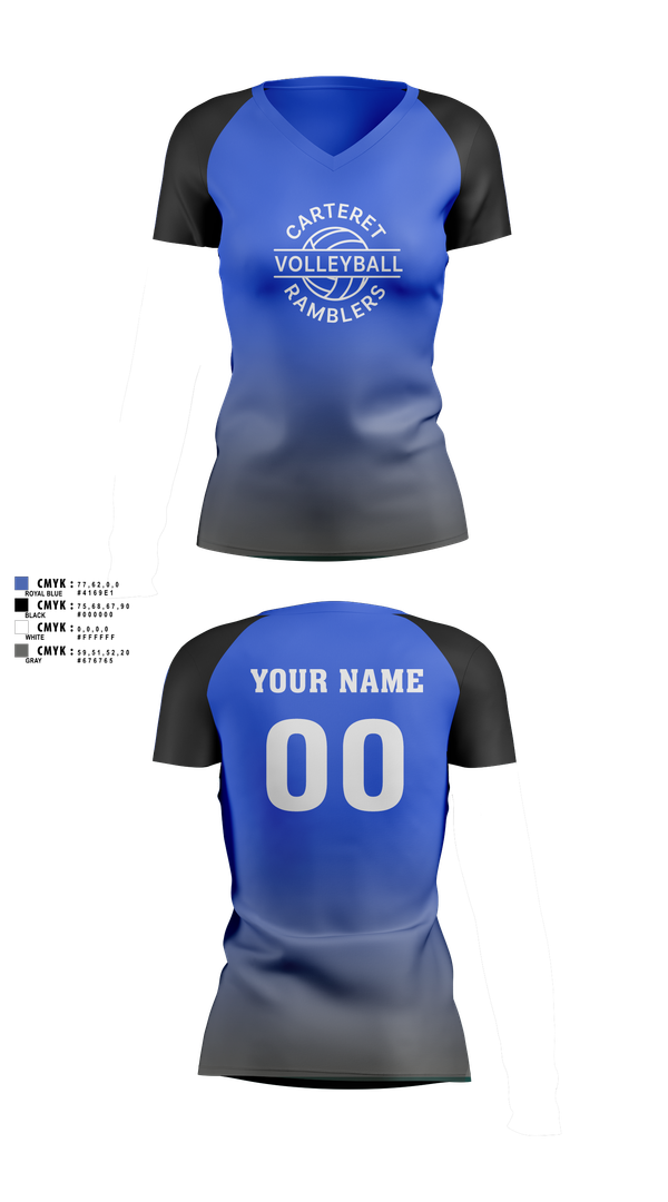 Womens Short Sleeve Vneck Shirt, Carteret Ramblers Volleyball, Women's Volleyball, Teamtime, Team time, sublimation, custom sports apparel, team uniforms, spirit wear, spiritwear, sports uniforms, custom shirts, team store, custom team store, fundraiser sports, apparel fundraiser