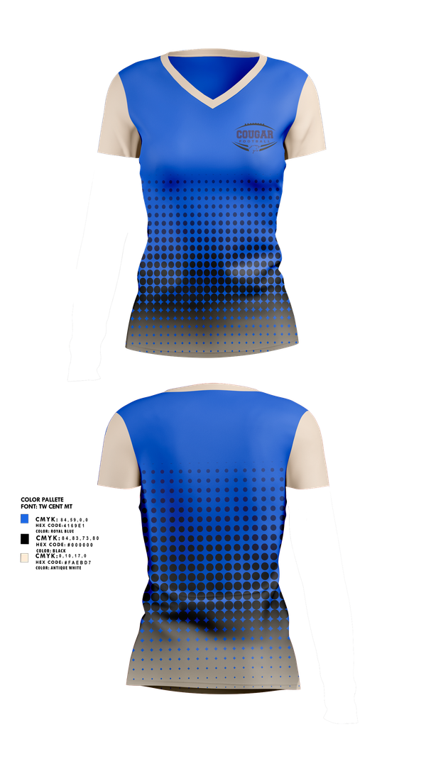 Womens Short Sleeve Vneck Shirt, Kersey Cougars, , Teamtime, Team time, sublimation, custom sports apparel, team uniforms, spirit wear, spiritwear, sports uniforms, custom shirts, team store, custom team store, fundraiser sports, apparel fundraiser