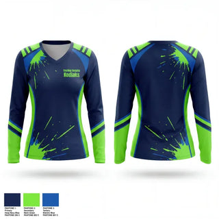 Womens Long Sleeve Vneck Shirt, Sterling Heights Kodiaks, , Teamtime, Team time, sublimation, custom sports apparel, team uniforms, spirit wear, spiritwear, sports uniforms, custom shirts, team store, custom team store, fundraiser sports, apparel fundraiser