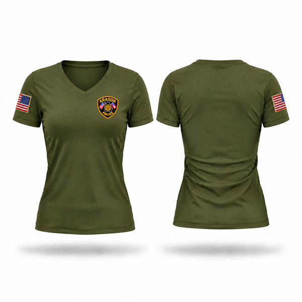 Aragon Police Department Women's Short Sleeve V-neck Shirt - 1