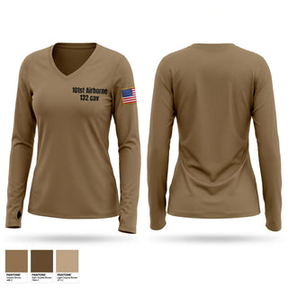 Womens Long Sleeve Vneck Shirt, 101st Airborne 1/32 cav, Army, Teamtime, Team time, sublimation, custom sports apparel, team uniforms, spirit wear, spiritwear, sports uniforms, custom shirts, team store, custom team store, fundraiser sports, apparel fundraiser