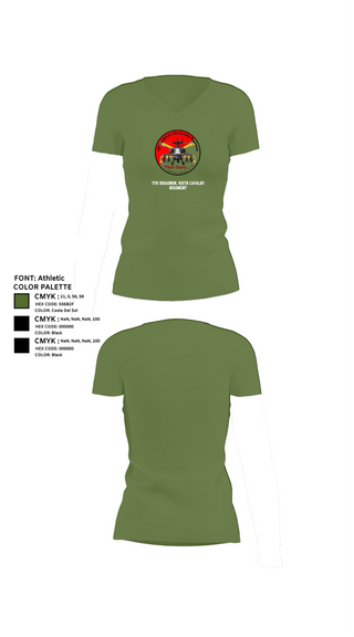 Womens Short Sleeve Vneck Shirt, 7th Squadron, Sixth Cavalry Regiment, , Teamtime, Team time, sublimation, custom sports apparel, team uniforms, spirit wear, spiritwear, sports uniforms, custom shirts, team store, custom team store, fundraiser sports, apparel fundraiser