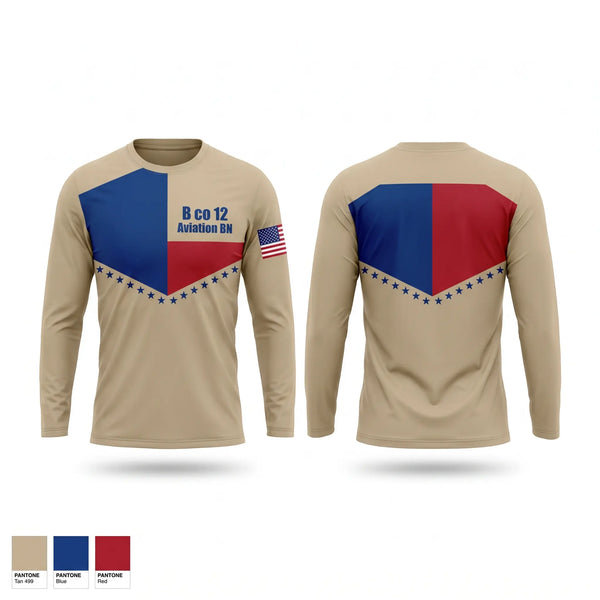 Long Sleeve Performance Shirt, B co 12 Aviation BN, Army, Teamtime, Team time, sublimation, custom sports apparel, team uniforms, spirit wear, spiritwear, sports uniforms, custom shirts, team store, custom team store, fundraiser sports, apparel fundraiser