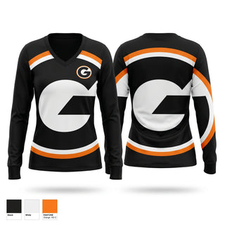 Womens Long Sleeve Vneck Shirt, Green, Wrestling, Teamtime, Team time, sublimation, custom sports apparel, team uniforms, spirit wear, spiritwear, sports uniforms, custom shirts, team store, custom team store, fundraiser sports, apparel fundraiser