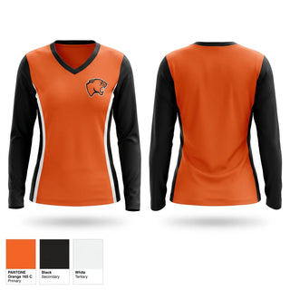 Womens Long Sleeve Vneck Shirt, Panthers, Women's Basketball, Teamtime, Team time, sublimation, custom sports apparel, team uniforms, spirit wear, spiritwear, sports uniforms, custom shirts, team store, custom team store, fundraiser sports, apparel fundraiser