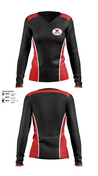 Womens Long Sleeve Vneck Shirt, Wolfpack Martial Arts, , Teamtime, Team time, sublimation, custom sports apparel, team uniforms, spirit wear, spiritwear, sports uniforms, custom shirts, team store, custom team store, fundraiser sports, apparel fundraiser