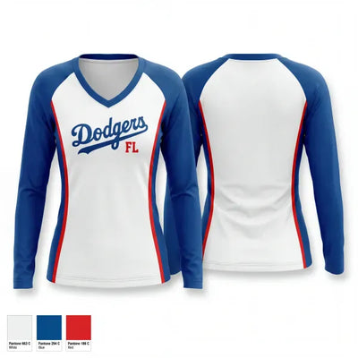 FL Dodgers 13U 72957499 Women's Long Sleeve V-neck Shirt - 1