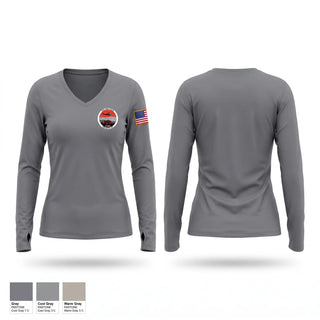 Womens Long Sleeve Vneck Shirt, Fox Helitack H-532, Fire Department, Teamtime, Team time, sublimation, custom sports apparel, team uniforms, spirit wear, spiritwear, sports uniforms, custom shirts, team store, custom team store, fundraiser sports, apparel fundraiser