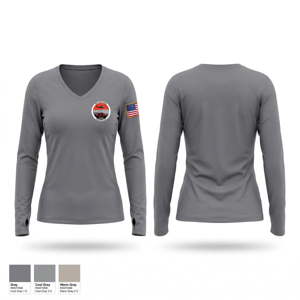 Womens Long Sleeve Vneck Shirt, Fox Helitack H-532, Fire Department, Teamtime, Team time, sublimation, custom sports apparel, team uniforms, spirit wear, spiritwear, sports uniforms, custom shirts, team store, custom team store, fundraiser sports, apparel fundraiser