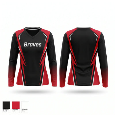Braves Women's Long Sleeve V-neck Shirt - 1