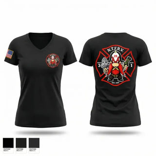 Womens Short Sleeve Vneck Shirt, North Towanda Fire Rescue, Fire Department, Teamtime, Team time, sublimation, custom sports apparel, team uniforms, spirit wear, spiritwear, sports uniforms, custom shirts, team store, custom team store, fundraiser sports, apparel fundraiser