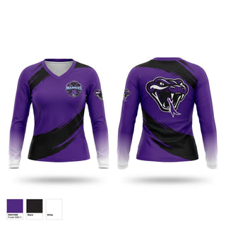 Womens Long Sleeve Vneck Shirt, Mambas, Baseball, Teamtime, Team time, sublimation, custom sports apparel, team uniforms, spirit wear, spiritwear, sports uniforms, custom shirts, team store, custom team store, fundraiser sports, apparel fundraiser