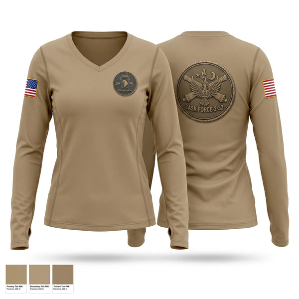 Womens Long Sleeve Vneck Shirt, 2-32, Army, Teamtime, Team time, sublimation, custom sports apparel, team uniforms, spirit wear, spiritwear, sports uniforms, custom shirts, team store, custom team store, fundraiser sports, apparel fundraiser