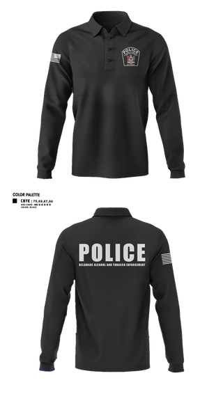 Long Sleeve Performance Polo, Delaware Alcohol and Tobacco Enforcement, Police, Teamtime, Team time, sublimation, custom sports apparel, team uniforms, spirit wear, spiritwear, sports uniforms, custom shirts, team store, custom team store, fundraiser sports, apparel fundraiser
