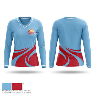 Womens Long Sleeve Vneck Shirt, Elite Ballers, Softball, Teamtime, Team time, sublimation, custom sports apparel, team uniforms, spirit wear, spiritwear, sports uniforms, custom shirts, team store, custom team store, fundraiser sports, apparel fundraiser
