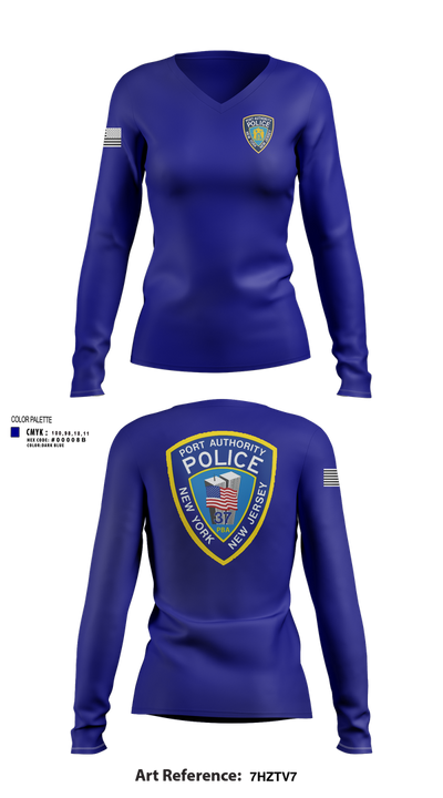 Port Authority Police 67694439 Women's Long Sleeve V-neck Shirt - 101