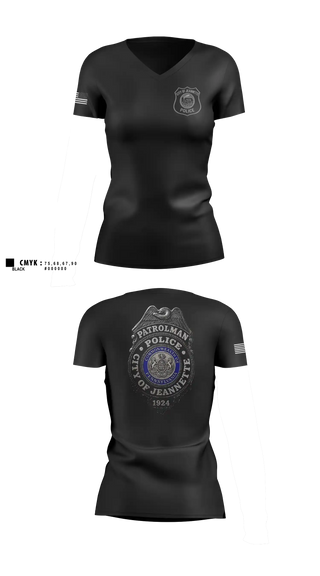 Womens Short Sleeve Vneck Shirt, Jeannette PD, Police, Teamtime, Team time, sublimation, custom sports apparel, team uniforms, spirit wear, spiritwear, sports uniforms, custom shirts, team store, custom team store, fundraiser sports, apparel fundraiser
