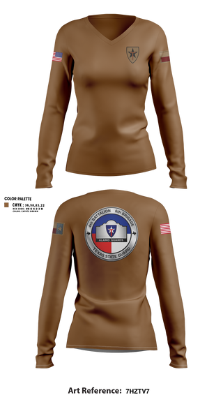 Womens Long Sleeve Vneck Shirt, Alamo guards, Army, Teamtime, Team time, sublimation, custom sports apparel, team uniforms, spirit wear, spiritwear, sports uniforms, custom shirts, team store, custom team store, fundraiser sports, apparel fundraiser