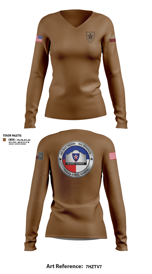 Womens Long Sleeve Vneck Shirt, Alamo guards, Army, Teamtime, Team time, sublimation, custom sports apparel, team uniforms, spirit wear, spiritwear, sports uniforms, custom shirts, team store, custom team store, fundraiser sports, apparel fundraiser