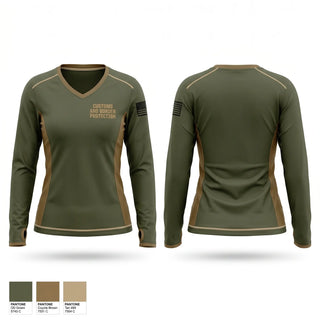Womens Long Sleeve Vneck Shirt, Customs and Border Protection, Police, Teamtime, Team time, sublimation, custom sports apparel, team uniforms, spirit wear, spiritwear, sports uniforms, custom shirts, team store, custom team store, fundraiser sports, apparel fundraiser