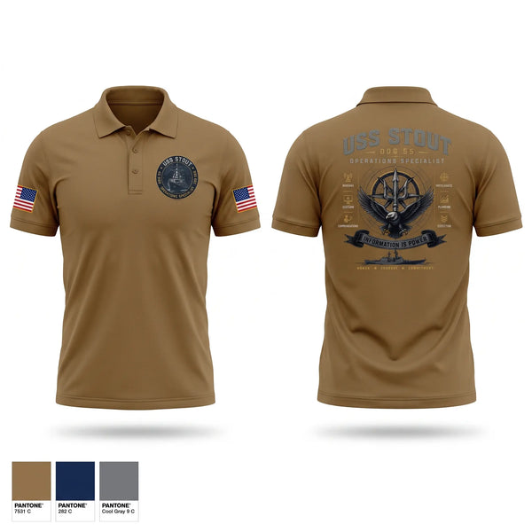 Short Sleeve Performance Polo, USS STOUT OI, Navy, Teamtime, Team time, sublimation, custom sports apparel, team uniforms, spirit wear, spiritwear, sports uniforms, custom shirts, team store, custom team store, fundraiser sports, apparel fundraiser