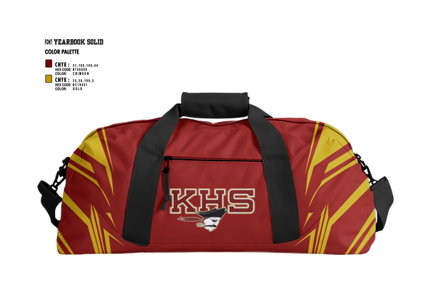 Duffle Bag, Kingston High School Cheer, Cheer, Teamtime, Team time, sublimation, custom sports apparel, team uniforms, spirit wear, spiritwear, sports uniforms, custom shirts, team store, custom team store, fundraiser sports, apparel fundraiser