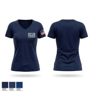 Womens Short Sleeve Vneck Shirt, White Pine Police Department, Police, Teamtime, Team time, sublimation, custom sports apparel, team uniforms, spirit wear, spiritwear, sports uniforms, custom shirts, team store, custom team store, fundraiser sports, apparel fundraiser