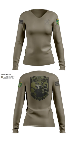 Womens Long Sleeve Vneck Shirt, , Army, Teamtime, Team time, sublimation, custom sports apparel, team uniforms, spirit wear, spiritwear, sports uniforms, custom shirts, team store, custom team store, fundraiser sports, apparel fundraiser