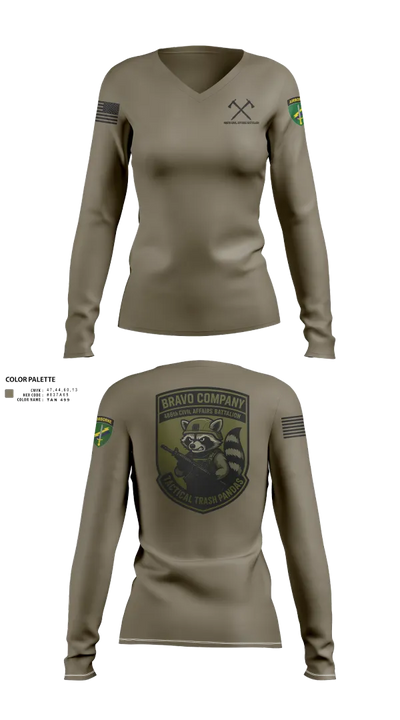 486th Civil Affairs Battalion Women's Long Sleeve V-neck Shirt - 23