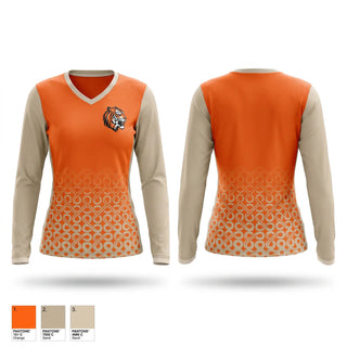 Womens Long Sleeve Vneck Shirt, HERRIN TIGERS, Cross Country, Teamtime, Team time, sublimation, custom sports apparel, team uniforms, spirit wear, spiritwear, sports uniforms, custom shirts, team store, custom team store, fundraiser sports, apparel fundraiser