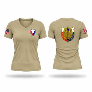 Womens Short Sleeve Vneck Shirt, 407th AFSB, Army, Teamtime, Team time, sublimation, custom sports apparel, team uniforms, spirit wear, spiritwear, sports uniforms, custom shirts, team store, custom team store, fundraiser sports, apparel fundraiser