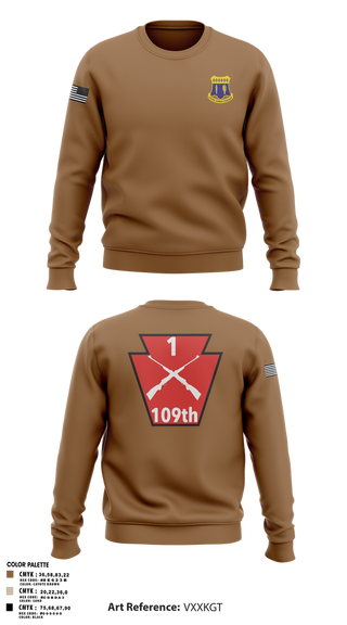 Crew Neck Sweatshirt, A co 1/109, National Guard, Teamtime, Team time, sublimation, custom sports apparel, team uniforms, spirit wear, spiritwear, sports uniforms, custom shirts, team store, custom team store, fundraiser sports, apparel fundraiser