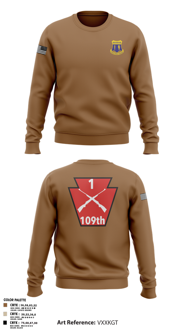 Crew Neck Sweatshirt, A co 1/109, National Guard, Teamtime, Team time, sublimation, custom sports apparel, team uniforms, spirit wear, spiritwear, sports uniforms, custom shirts, team store, custom team store, fundraiser sports, apparel fundraiser