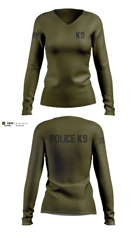 Womens Long Sleeve Vneck Shirt, K9, Police, Teamtime, Team time, sublimation, custom sports apparel, team uniforms, spirit wear, spiritwear, sports uniforms, custom shirts, team store, custom team store, fundraiser sports, apparel fundraiser