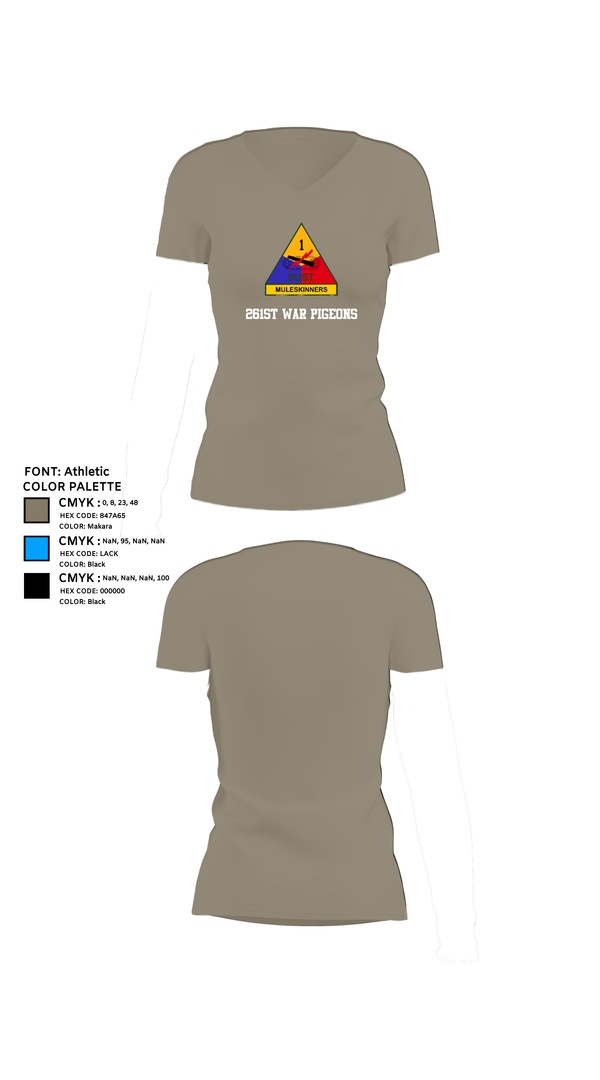 Womens Short Sleeve Vneck Shirt, 261st War Pigeons, Army, Teamtime, Team time, sublimation, custom sports apparel, team uniforms, spirit wear, spiritwear, sports uniforms, custom shirts, team store, custom team store, fundraiser sports, apparel fundraiser