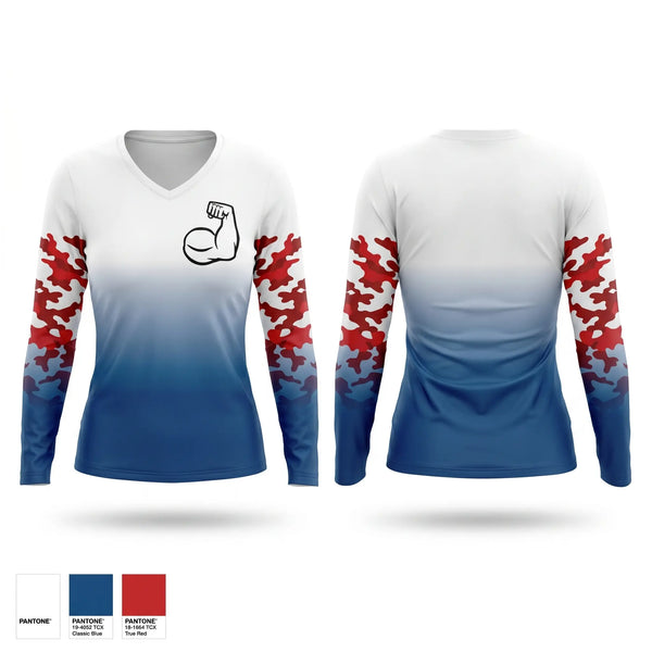 Womens Long Sleeve Vneck Shirt, Young Guns, Ice Hockey, Teamtime, Team time, sublimation, custom sports apparel, team uniforms, spirit wear, spiritwear, sports uniforms, custom shirts, team store, custom team store, fundraiser sports, apparel fundraiser