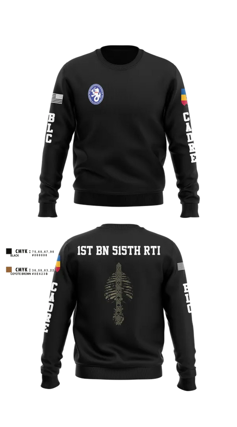 Crew Neck Sweatshirt, 1st BN 515th RTI, Army, Teamtime, Team time, sublimation, custom sports apparel, team uniforms, spirit wear, spiritwear, sports uniforms, custom shirts, team store, custom team store, fundraiser sports, apparel fundraiser