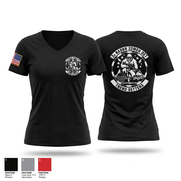 Womens Short Sleeve Vneck Shirt, 2nd Radio Battalion, Marines, Teamtime, Team time, sublimation, custom sports apparel, team uniforms, spirit wear, spiritwear, sports uniforms, custom shirts, team store, custom team store, fundraiser sports, apparel fundraiser
