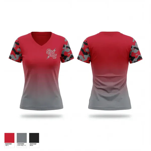 Womens Short Sleeve Vneck Shirt, SJCC Wrestling, Wrestling, Teamtime, Team time, sublimation, custom sports apparel, team uniforms, spirit wear, spiritwear, sports uniforms, custom shirts, team store, custom team store, fundraiser sports, apparel fundraiser