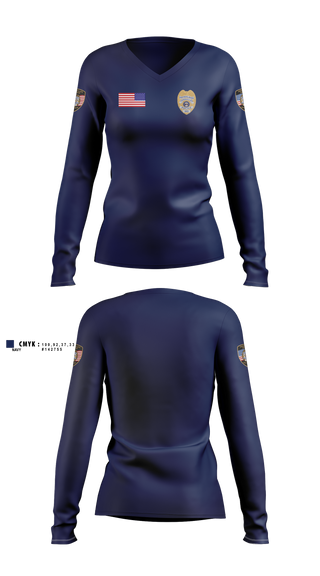 Womens Long Sleeve Vneck Shirt, Versailles Police Department, Police, Teamtime, Team time, sublimation, custom sports apparel, team uniforms, spirit wear, spiritwear, sports uniforms, custom shirts, team store, custom team store, fundraiser sports, apparel fundraiser