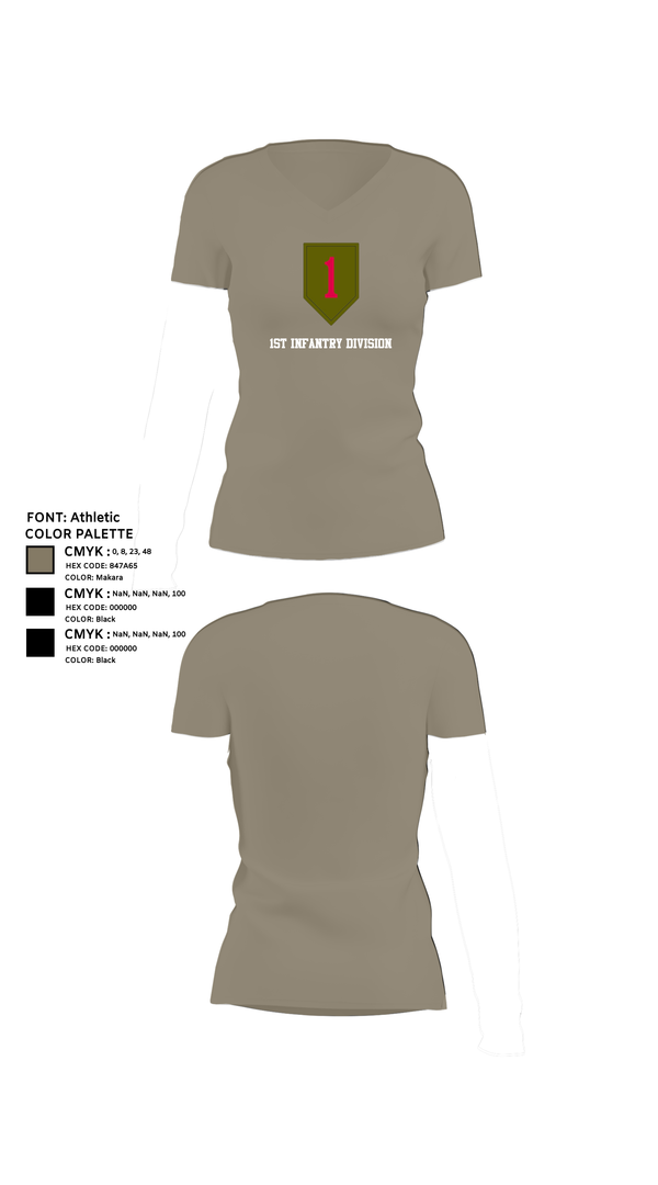 Womens Short Sleeve Vneck Shirt, 1st Infantry Division, Army, Teamtime, Team time, sublimation, custom sports apparel, team uniforms, spirit wear, spiritwear, sports uniforms, custom shirts, team store, custom team store, fundraiser sports, apparel fundraiser