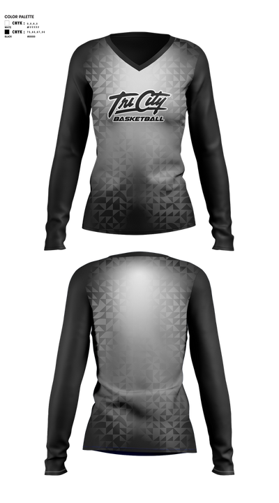 Tri-City Women's Long Sleeve V-neck Shirt - 1
