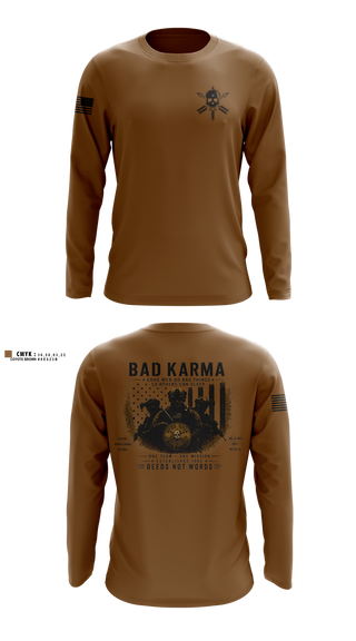 Long Sleeve Performance Shirt, Bad Karma, Army, Teamtime, Team time, sublimation, custom sports apparel, team uniforms, spirit wear, spiritwear, sports uniforms, custom shirts, team store, custom team store, fundraiser sports, apparel fundraiser