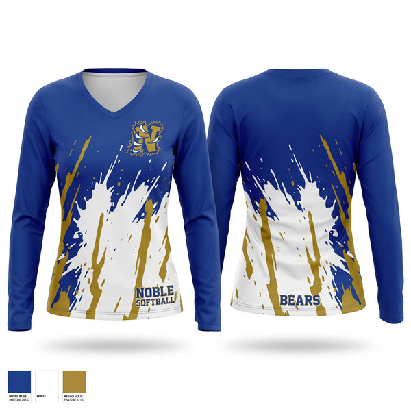 Womens Long Sleeve Vneck Shirt, Noble Softball, Softball, Teamtime, Team time, sublimation, custom sports apparel, team uniforms, spirit wear, spiritwear, sports uniforms, custom shirts, team store, custom team store, fundraiser sports, apparel fundraiser