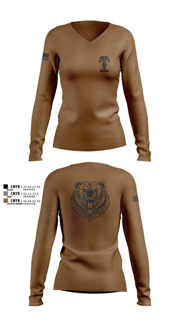 Womens Long Sleeve Vneck Shirt, HQ, 309TH MI BN, , Teamtime, Team time, sublimation, custom sports apparel, team uniforms, spirit wear, spiritwear, sports uniforms, custom shirts, team store, custom team store, fundraiser sports, apparel fundraiser