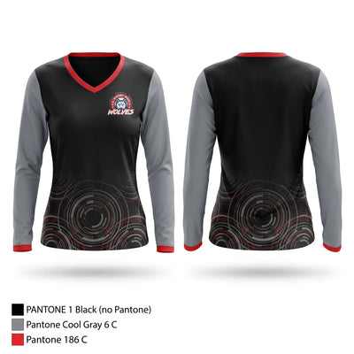 E.L. Wright Middle School Football Women's Long Sleeve V-neck Shirt - 1