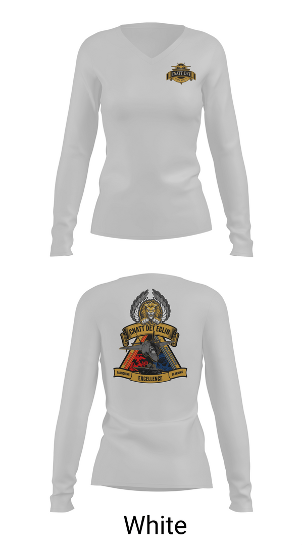 Womens Long Sleeve Vneck Shirt, CNATT Det Eglin, Navy, Teamtime, Team time, sublimation, custom sports apparel, team uniforms, spirit wear, spiritwear, sports uniforms, custom shirts, team store, custom team store, fundraiser sports, apparel fundraiser