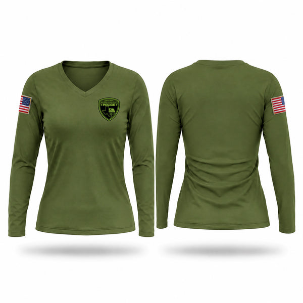 Womens Long Sleeve Vneck Shirt, CCISDPD, Police, Teamtime, Team time, sublimation, custom sports apparel, team uniforms, spirit wear, spiritwear, sports uniforms, custom shirts, team store, custom team store, fundraiser sports, apparel fundraiser