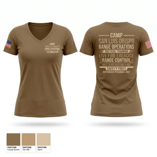 Womens Short Sleeve Vneck Shirt, Camp San Luis Obispo Range Operations, Army, Teamtime, Team time, sublimation, custom sports apparel, team uniforms, spirit wear, spiritwear, sports uniforms, custom shirts, team store, custom team store, fundraiser sports, apparel fundraiser